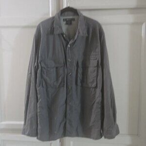 Exofficio Shirt Mens Large Gray Long Sleeve Button Fishing Hiking Vented Outdoor